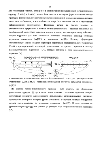 Функциональная структура предварительного сумматора f1(σcd) условно "j" разряда параллельно-последовательного умножителя fσ(σ), реализующая процедуру "дешифрирования" аргументов частичных произведений со структурами аргументов множимого [mj]f(2n) и множителя [ni]f(2n) в позиционном формате "дополнительного кода" и формирования промежуточной суммы [1,2sjh1]f(2n) в позиционном формате "дополнительного кода ru" (варианты русской логики) (патент 2586565)