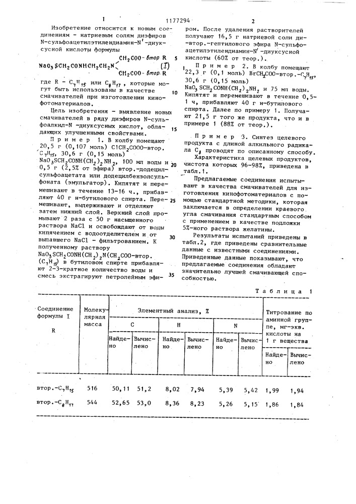 Натриевые соли диэфиров @ -сульфоацетилэтилендиамин- @ - диуксусной кислоты в качестве смачивателей при изготовлении кинофотоматериалов (патент 1177294)