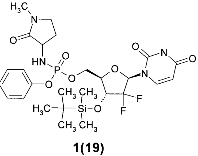 Замещенные (2r,3r,5r)-3-гидрокси-(5-пиримидин-1-ил)тетрагидрофуран-2-илметил арил фосфорамидаты (патент 2553996)