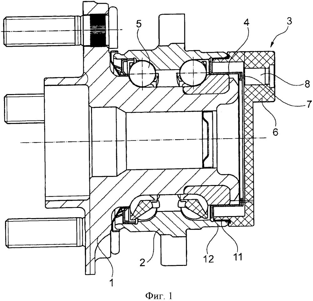 Подшипник колеса с крепежным устройством для датчика (патент 2623789)