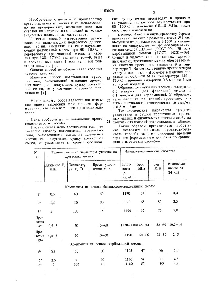 Способ изготовления древопластика (патент 1150070)