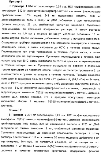 Кристаллическая соль гидрохлорид малеат s-[2-[(1-иминоэтил)амино]этил]-2-метил-l-цистеина, способ ее получения, содержащая ее фармацевтическая композиция и способ лечения (патент 2357953)