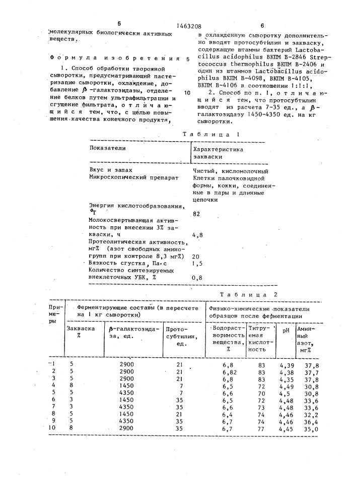 Способ обработки творожной сыворотки (патент 1463208)