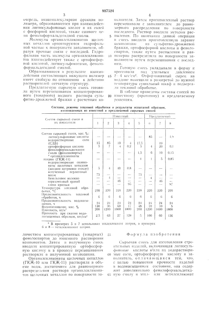 Сырьевая смесь для изготовления строительных изделий (патент 887524)