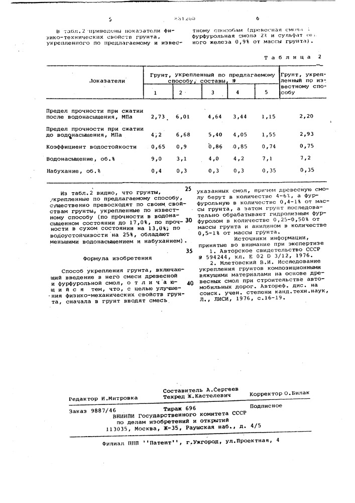 Способ укрепления грунта (патент 881200)