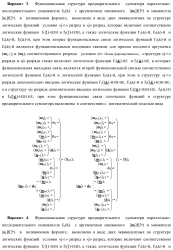 Функциональная структура предварительного сумматора параллельно-последовательного умножителя f ( ) с аргументами множимого [mj]f(2n) и множителя [ni]f(2n) в позиционном формате (варианты) (патент 2422879)