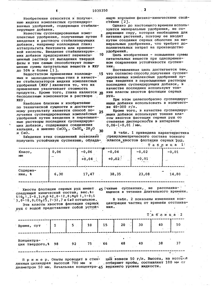 Способ получения суспендированных комплексных удобрений (патент 1030350)