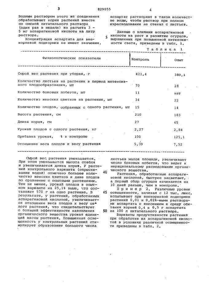 Способ регулирования роста растенийогурцов b условиях гидропоники (патент 829055)