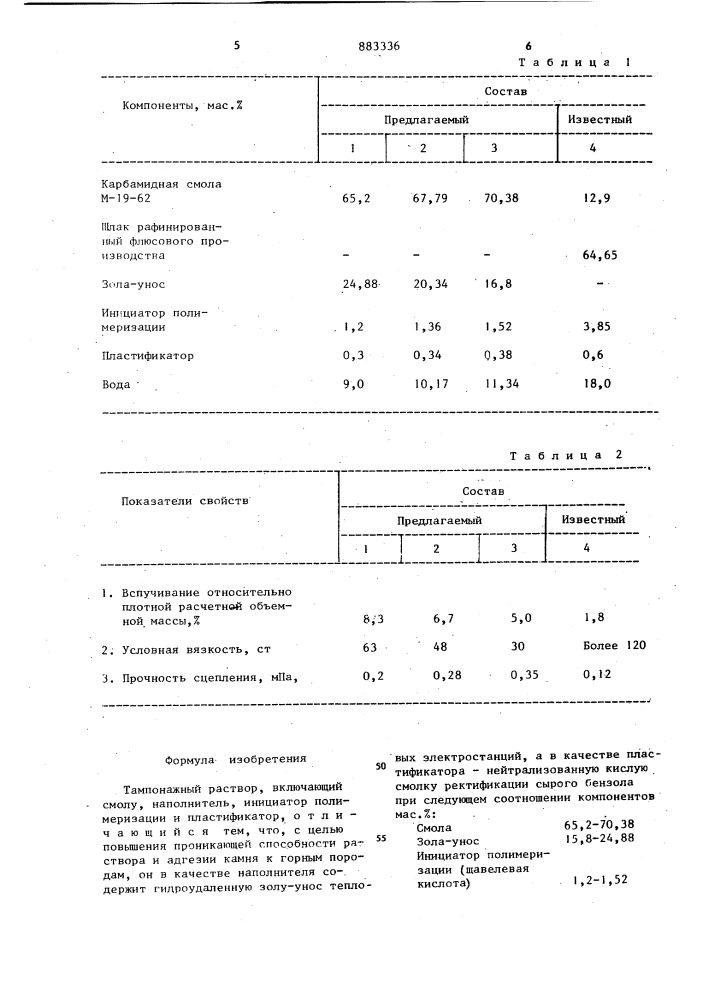 Тампонажный раствор (патент 883336)