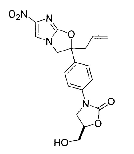 Бициклические нитроимидазолы, ковалентно соединенные с замещенными фенилоксазолидинонами (патент 2504547)