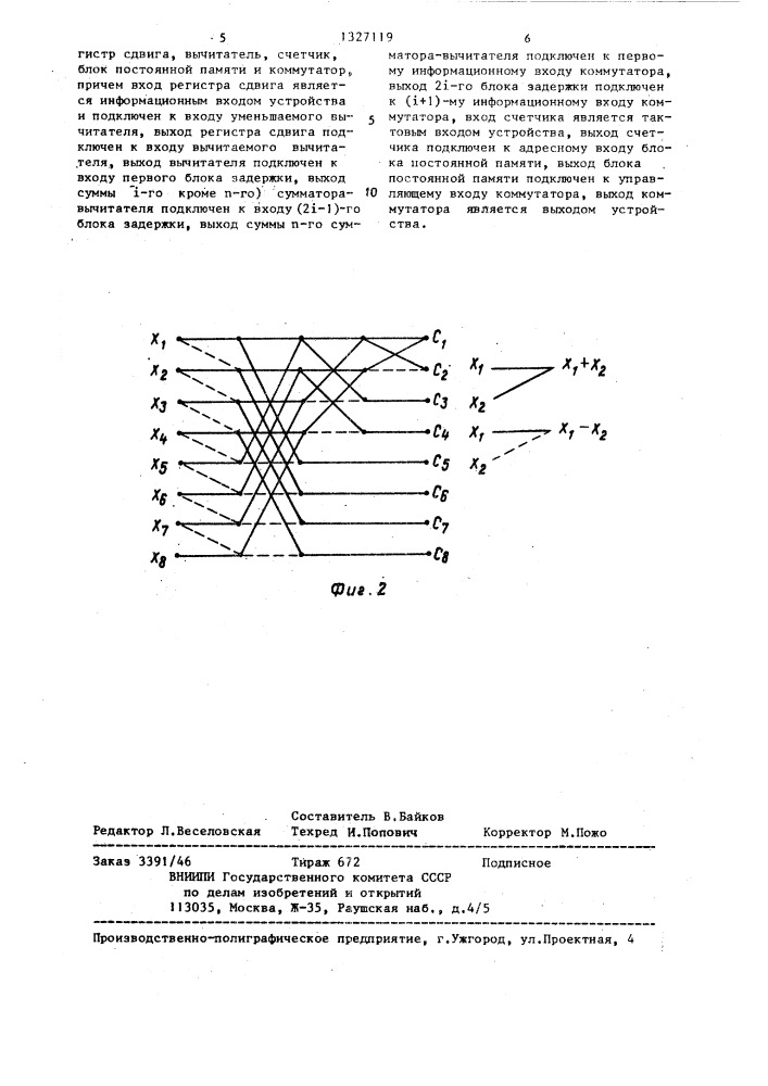 Устройство для преобразования по функциям хаара (патент 1327119)