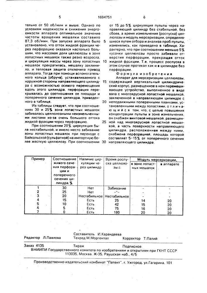 Аппарат для мерсеризации целлюлозы (патент 1694751)