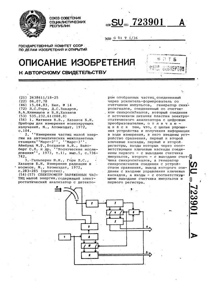 Спектрометр заряженных частиц (патент 723901)