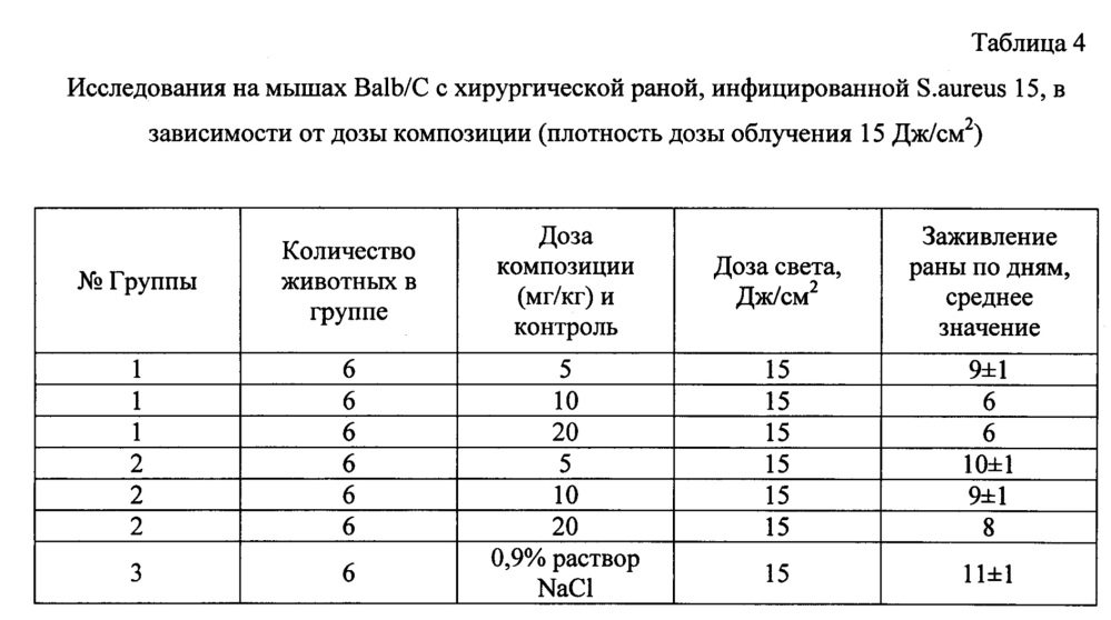 Фотостабильная фармацевтическая композиция для терапии очагов бактериального поражения (патент 2662082)