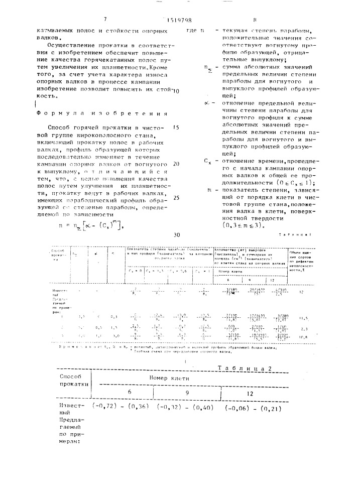 Способ горячей прокатки в чистовой группе широкополосного стана (патент 1519798)