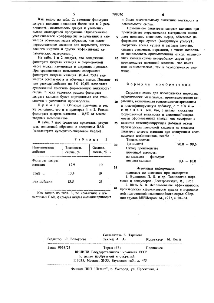 Сырьевая смесь для изготовленияпористых керамических материалов (патент 798070)