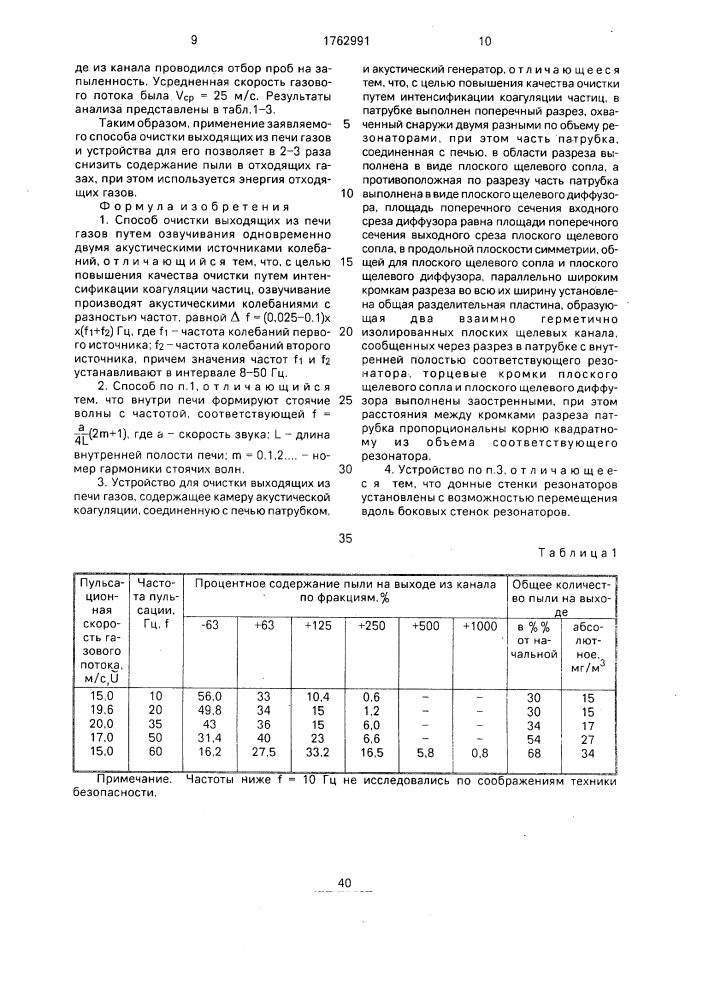 Способ очистки выходящих из печи газов и устройство для его реализации (патент 1762991)