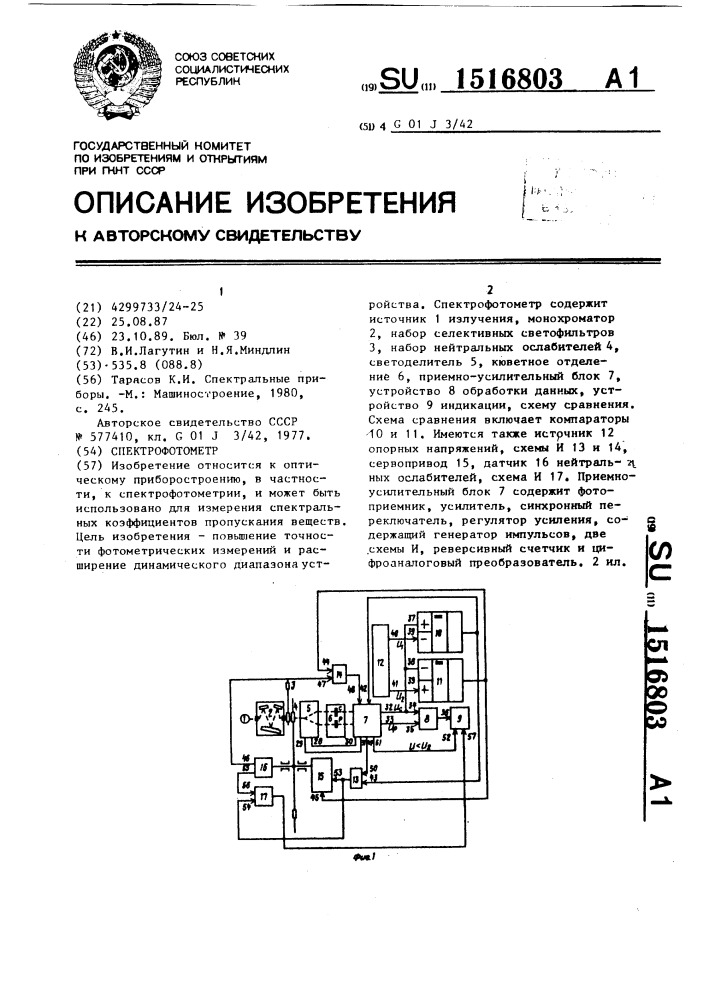Спектрофотометр (патент 1516803)
