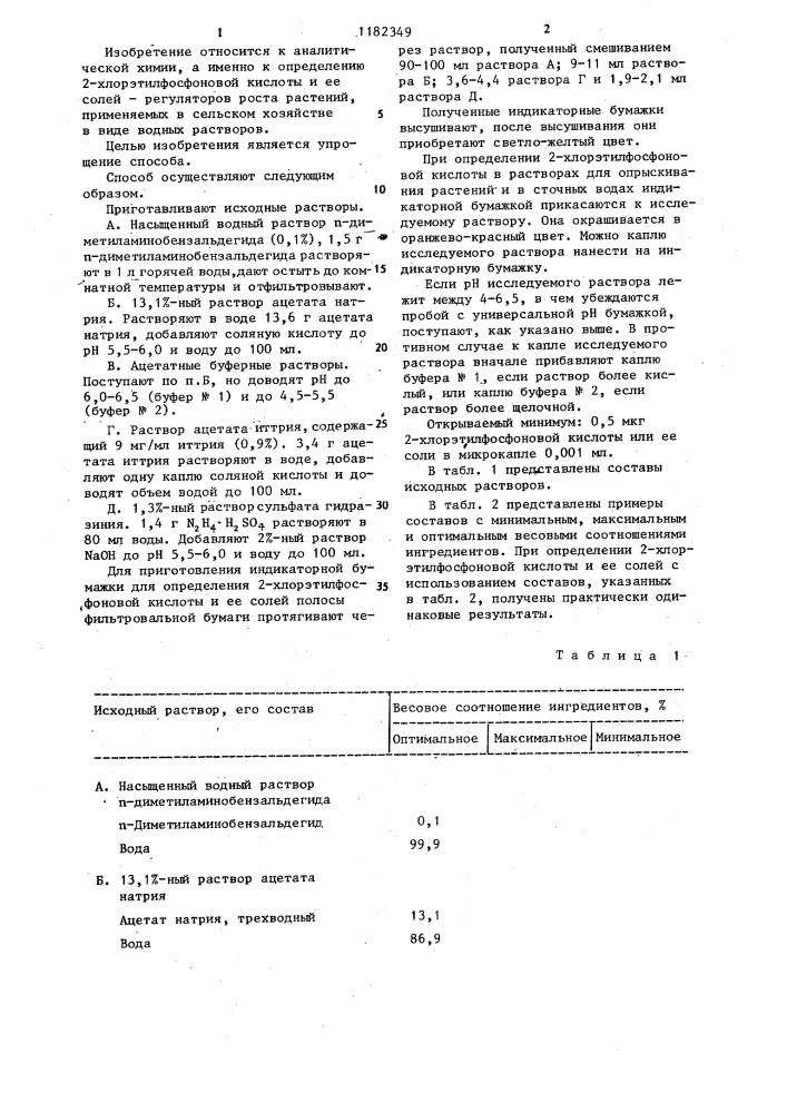 Способ определения 2-хлорэтилфосфоновой кислоты и ее солей (патент 1182349)