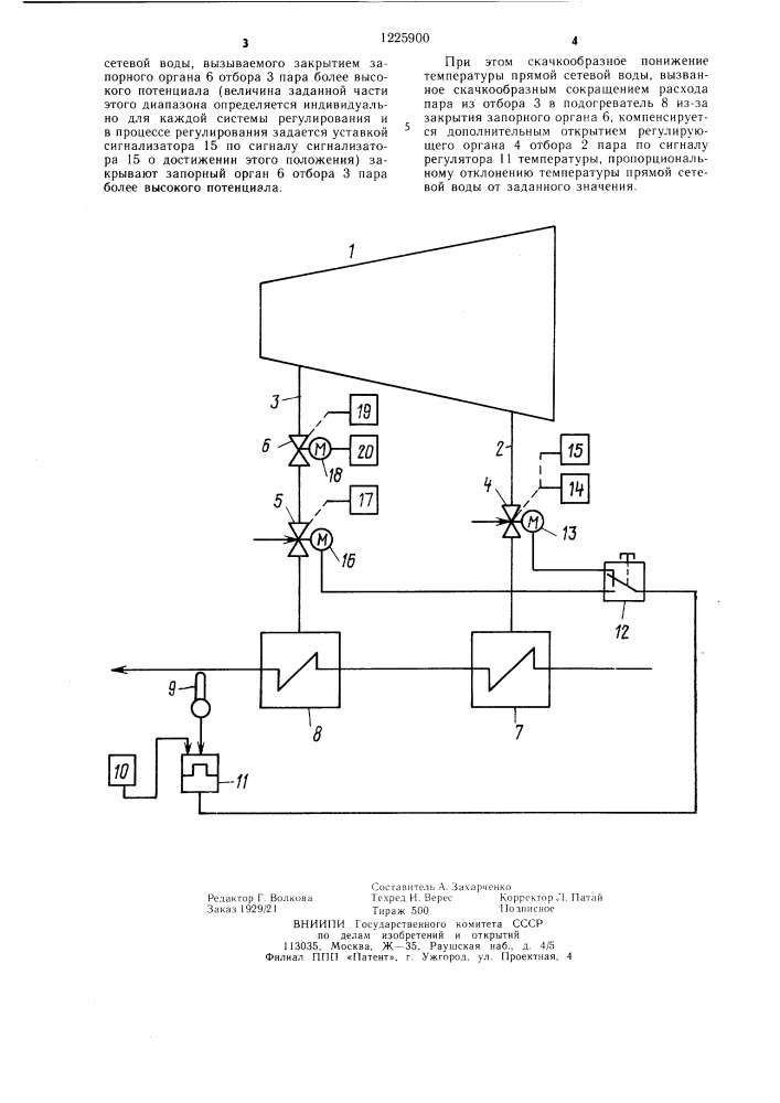 Способ регулирования температуры ступенчатого подогрева сетевой воды (патент 1225900)