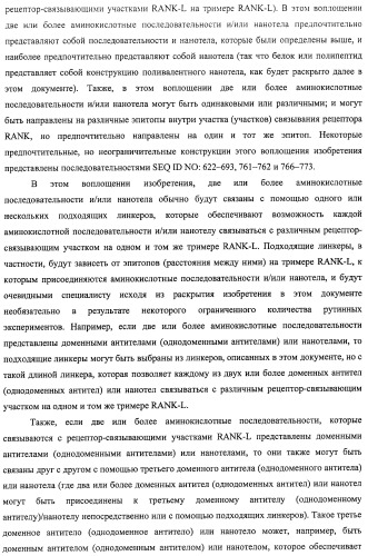 Аминокислотные последовательности, направленные на rank-l, и полипептиды, включающие их, для лечения заболеваний и нарушений костей (патент 2481355)