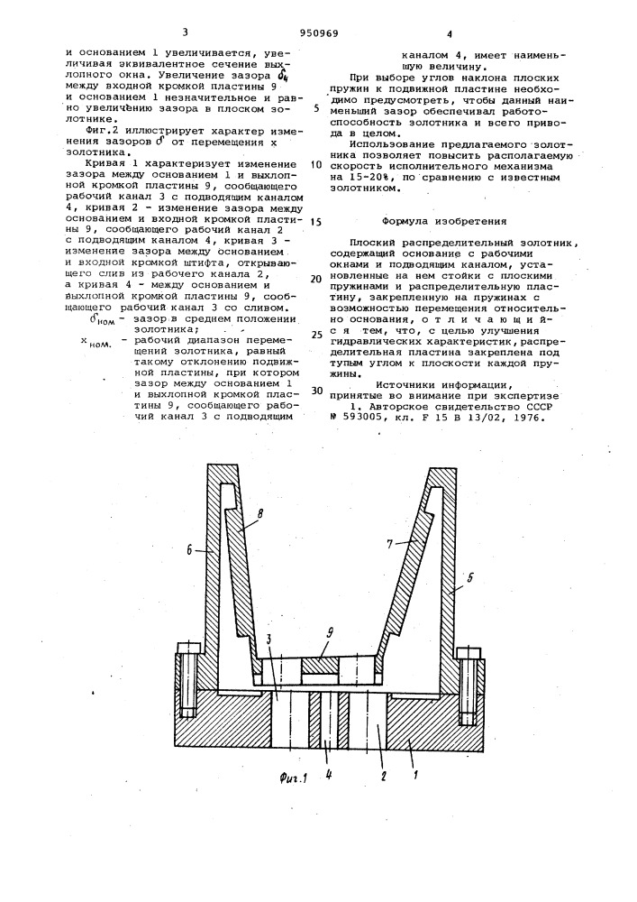 Плоский распределительный золотник (патент 950969)