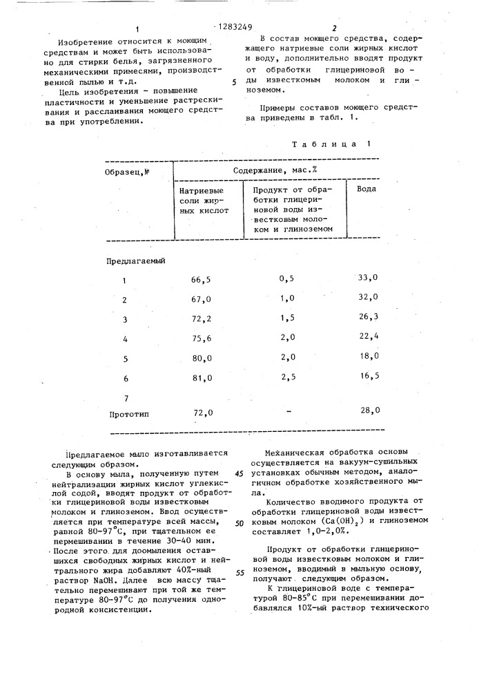 Мыло (патент 1283249)