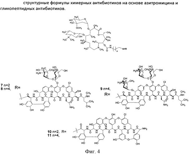 Химерные антибиотики на основе азитромицина и гликопептидных антибиотиков, обладающие антибактериальной активностью, и способ их получения (патент 2578604)