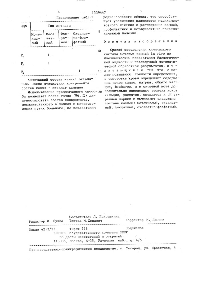 Способ определения химического состава мочевых камней in vivo (патент 1339447)