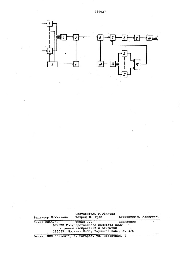 Многоканальная система связи (патент 786027)