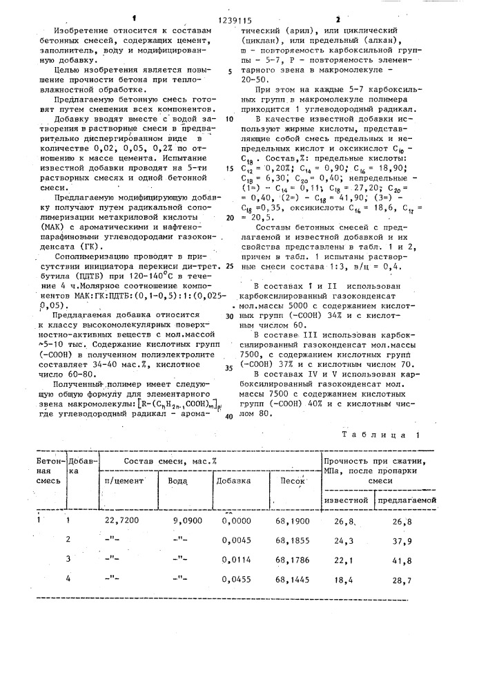 Бетонная смесь (патент 1239115)