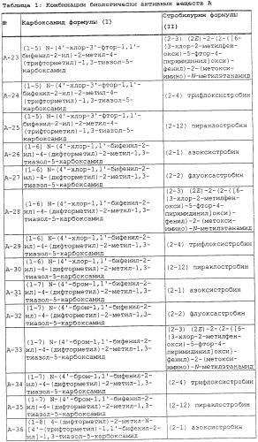 Синергические фунгицидные комбинации биологически активных веществ и их применение для борьбы с нежелательными фитопатогенными грибами (патент 2490890)