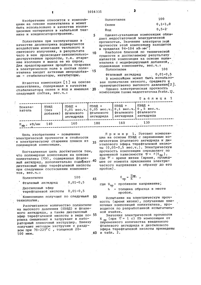 Композиция на основе полиэтилена (патент 1016331)