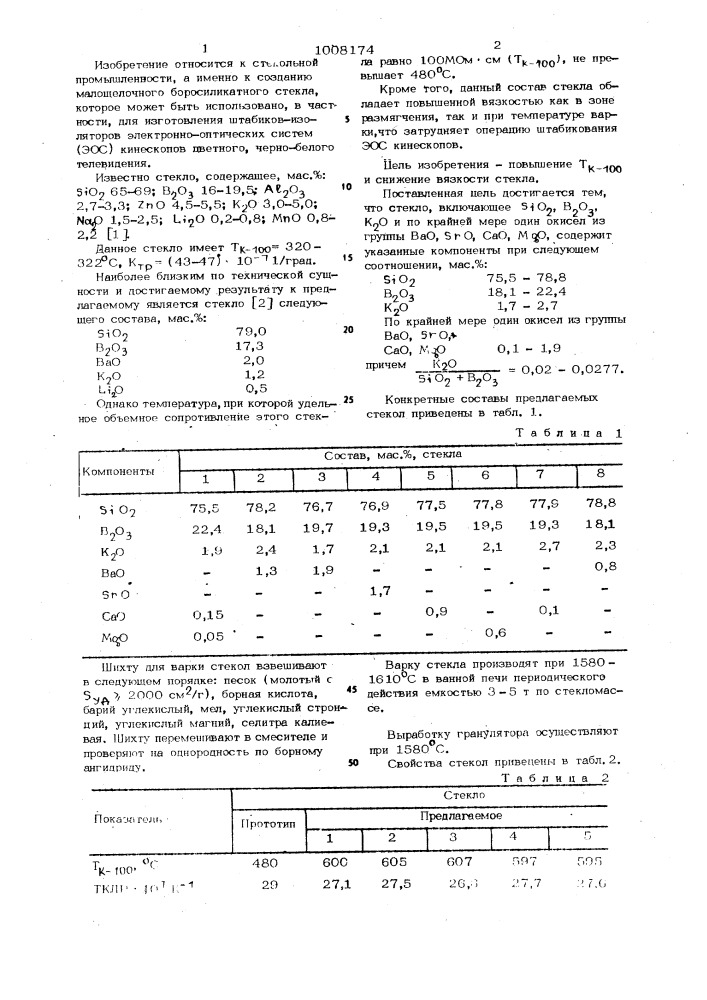 Стекло (патент 1008174)