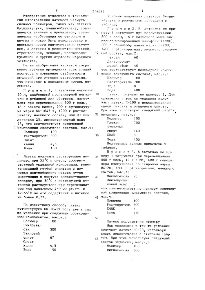 Композиция для получения латекса неэмульсионного полимера (патент 1214682)