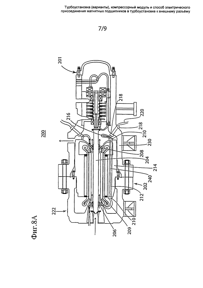 Турбоустановка (варианты ), компрессорный модуль и способ электрического присоединения магнитных подшипников в турбоустановке к внешнему разъему (патент 2601398)