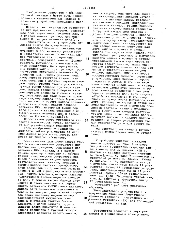 Многоканальное устройство для прерывания программ (патент 1124301)