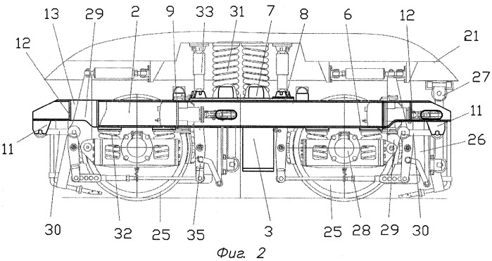 Рама двухосной тележки железнодорожного тягового транспортного средства (варианты) (патент 2284936)