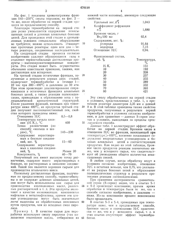 Способ переработки смол пиролиза с температурой начала кипения не ниже 150 с (патент 470118)