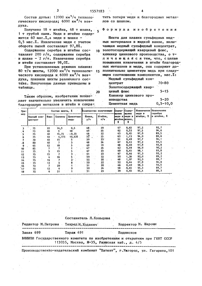 Шихта для плавки сульфидных медных материалов в жидкой ванне (патент 1557183)