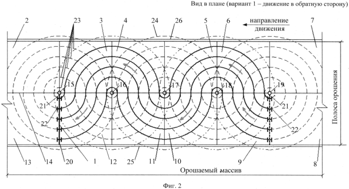 Способ движения многоопорной дождевальной машины кругового действия при поливе полей квадратной или прямоугольной конфигурации (варианты) (патент 2562214)