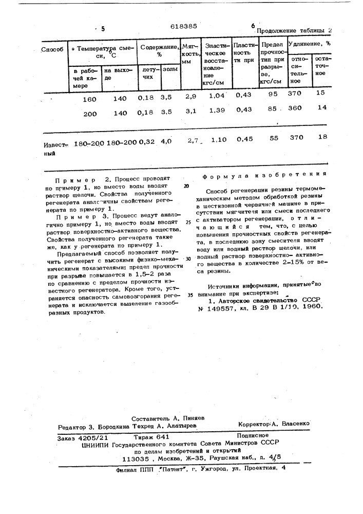 Способ регенерации резины (патент 618385)