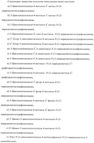 Ингибиторы фосфодиэстеразы 4, включающие n-замещенные аналоги анилина и дифениламина (патент 2368604)
