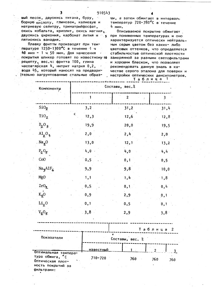 Фритта для эмалевого покрытия (патент 910543)