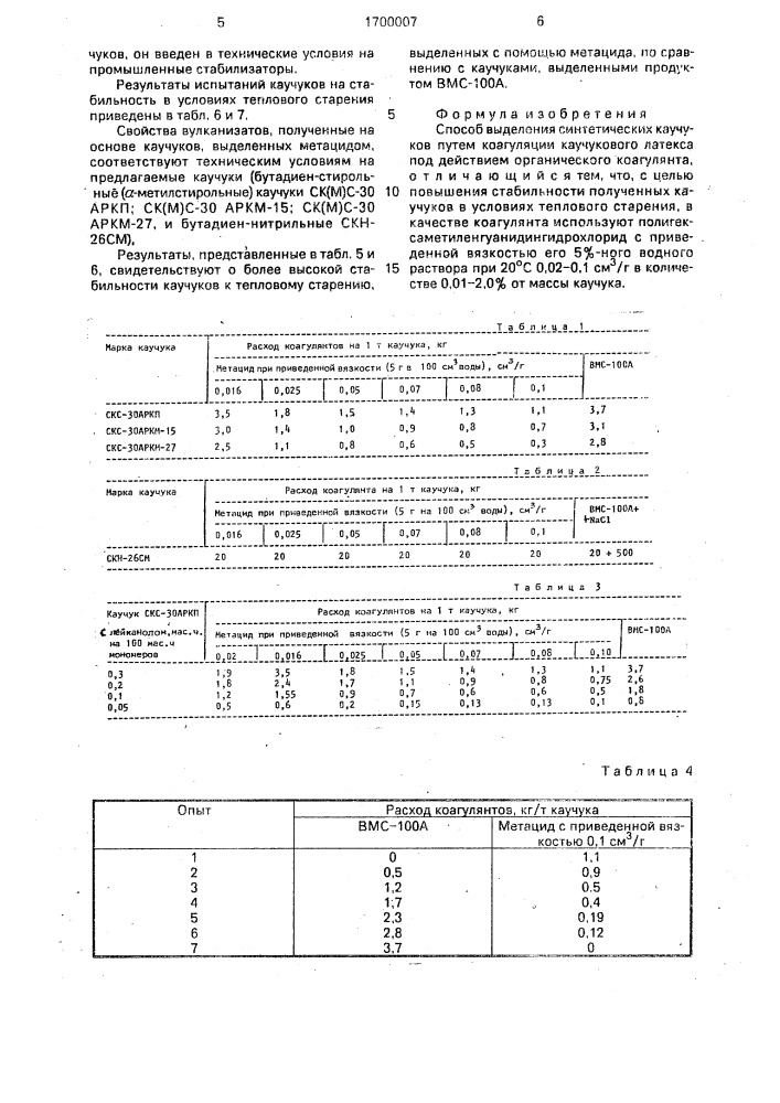 Способ выделения синтетических каучуков (патент 1700007)