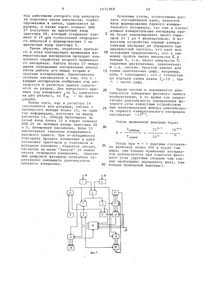 Цифровой фазометр (патент 1071968)