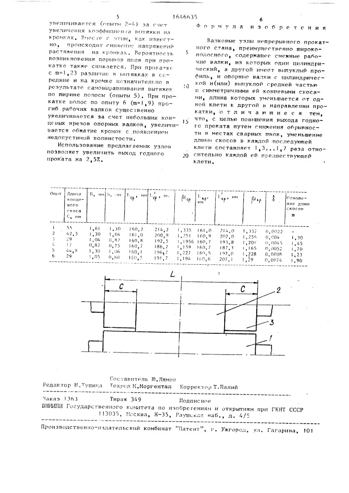 Валковые узлы непрерывного прокатного стана (патент 1646635)