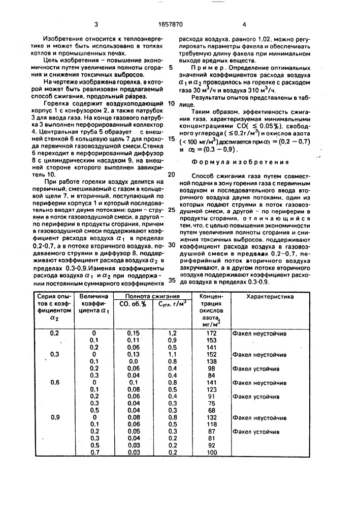 Способ сжигания газа (патент 1657870)