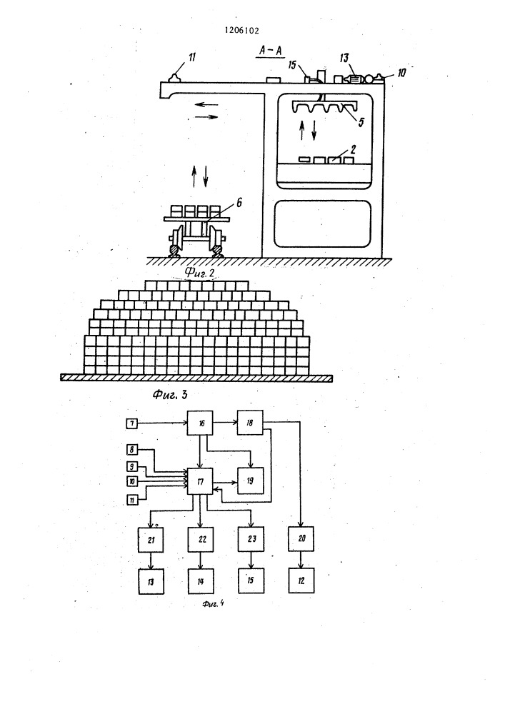 Устройство автоматического управления автоматом для укладки кирпича (патент 1206102)