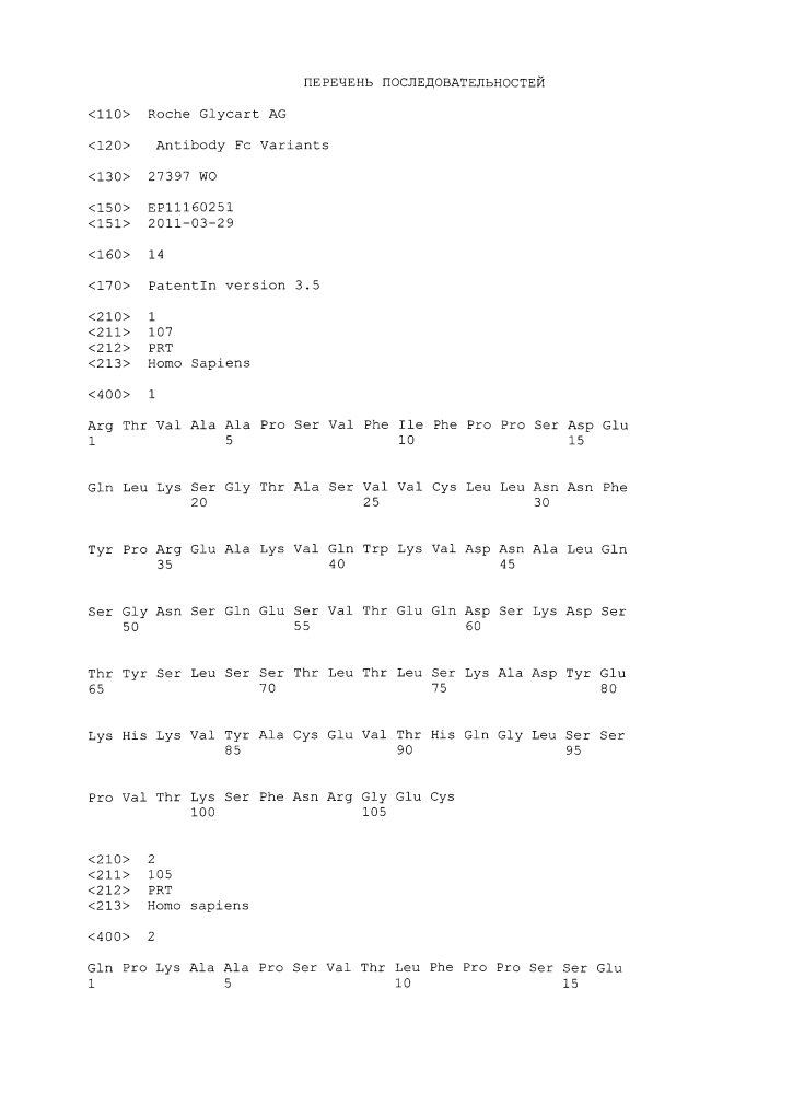 Fc варианты антитела (патент 2607014)